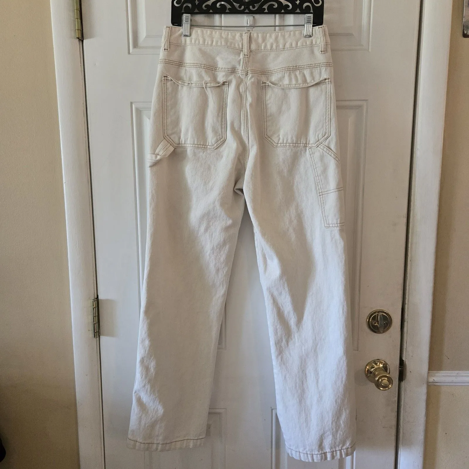 Vintage White Wide Leg Jeans Size 11/30 Carpenter 90s Boyfriend S.O.N.G Y2K - Image 2