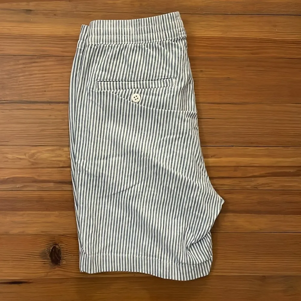 Abercrombie & Fitch Blue Striped Cotton Linen Shorts Womens Size Small - Image 3