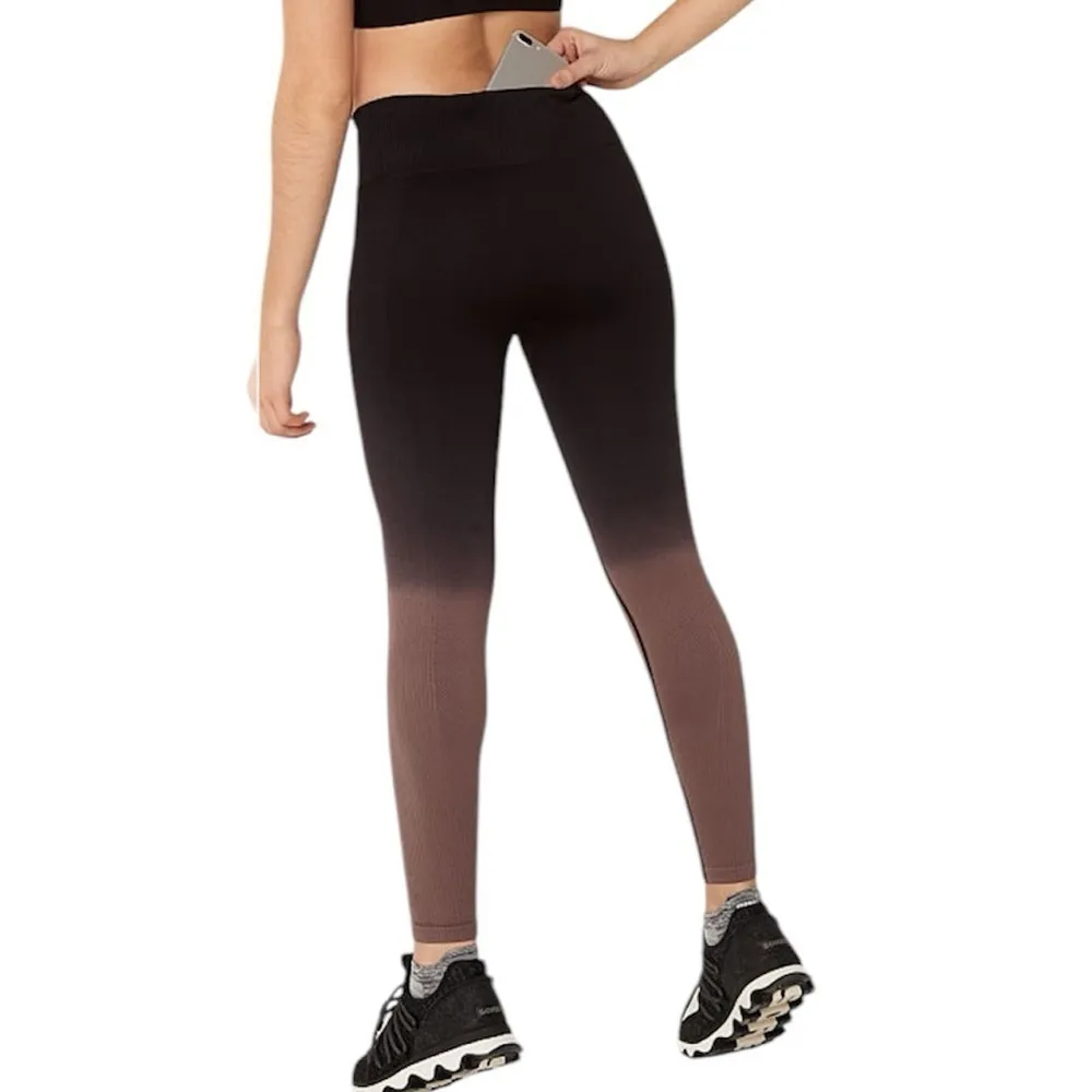 VS PINK Active Ombré Black & Mauve Ribbed Leggings High Waist size large - Image 3