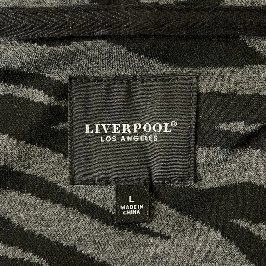 NWOT Liverpool Zip Up Hoodie Jacket in Black/Grey Zebra Print L - Image 9