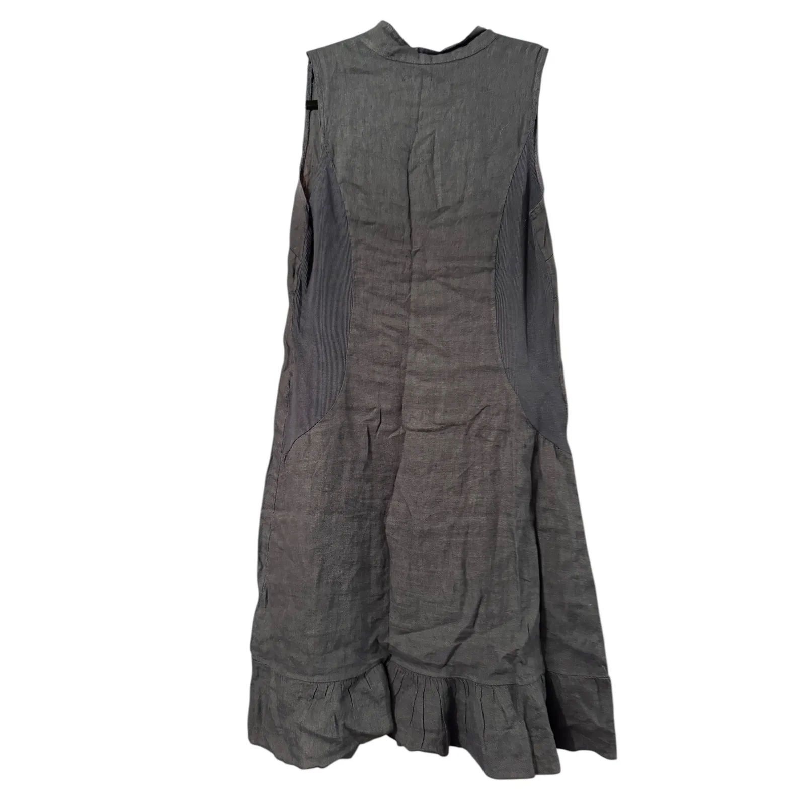 LINA TOMEI Women's Sleeveless Button Front Midi Dress Blue Size S Made in Italy Gray - Image 4