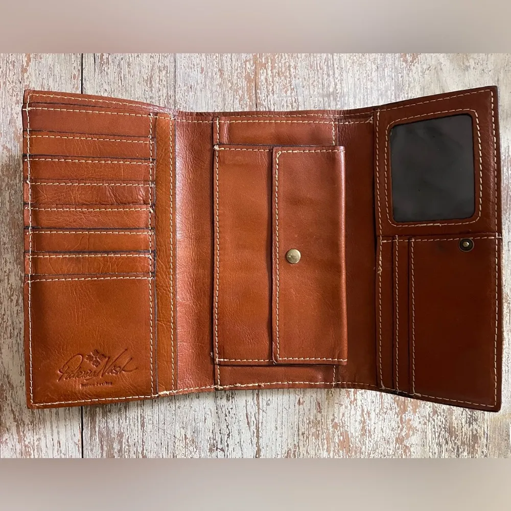 Patricia Nash Italian Leather Floral Wallet Fold Over Checkbook Tri-Fold Artsy - Image 4