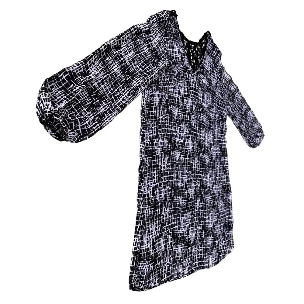 Fifth & Park Tunic Top Large Dress Swimsuit Coverup Black White Abstrac… Size undefined - Image 5