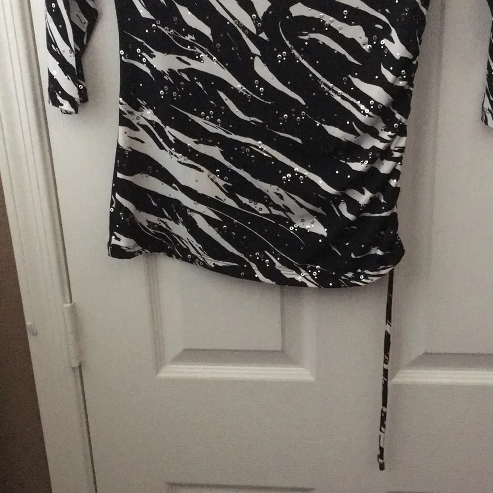 JM Collection FINAL MARKDOWN Ladies’  Petite Sequined Draped Front Top (S) - Image 2