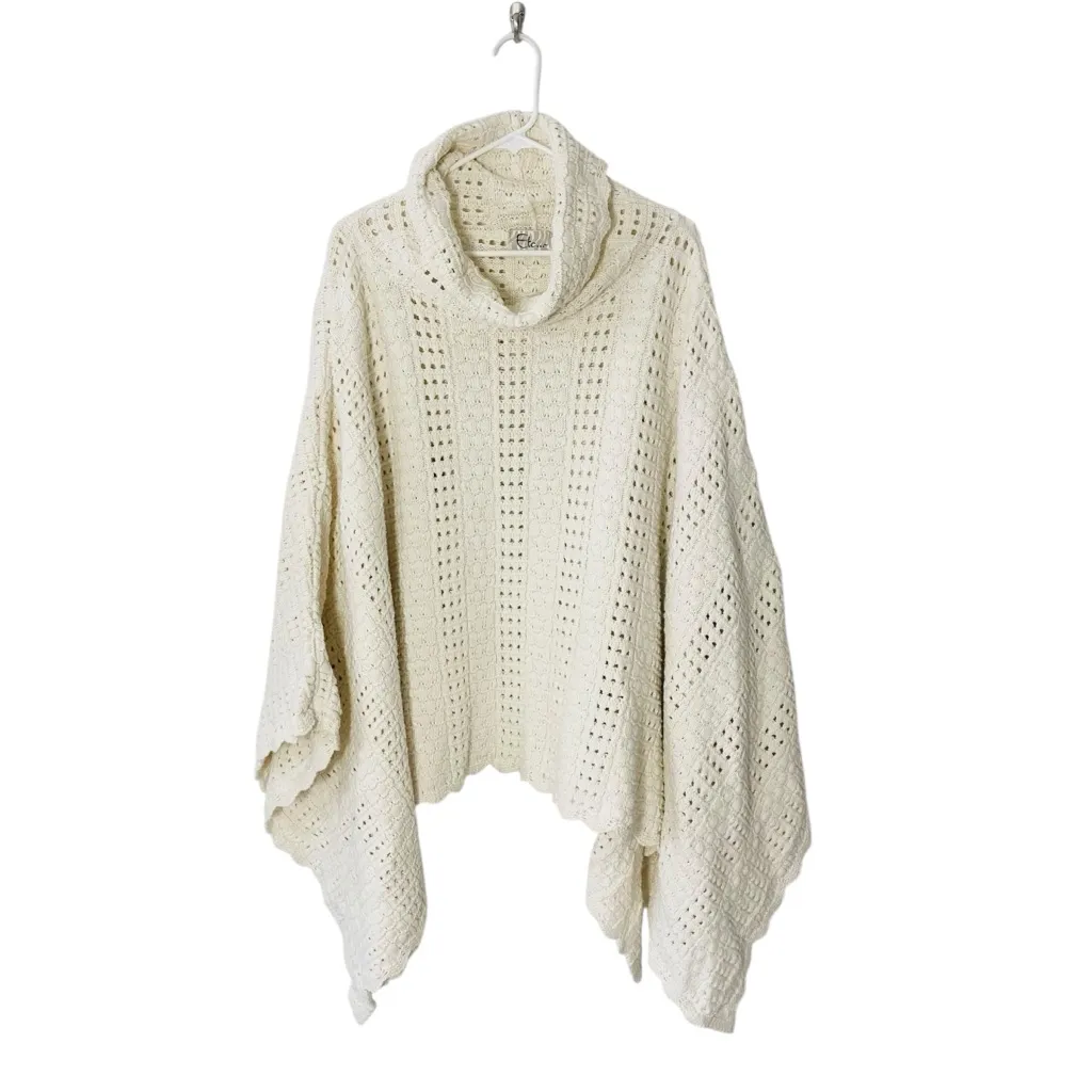 VINTAGE 90s ETC. Crochet Cowl Poncho Size XL - Image 2