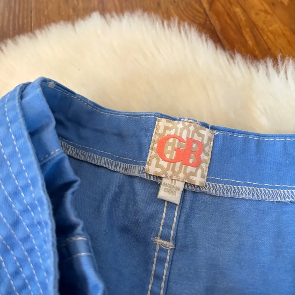 Solid Blue Belted High Waisted Shorts - Image 5