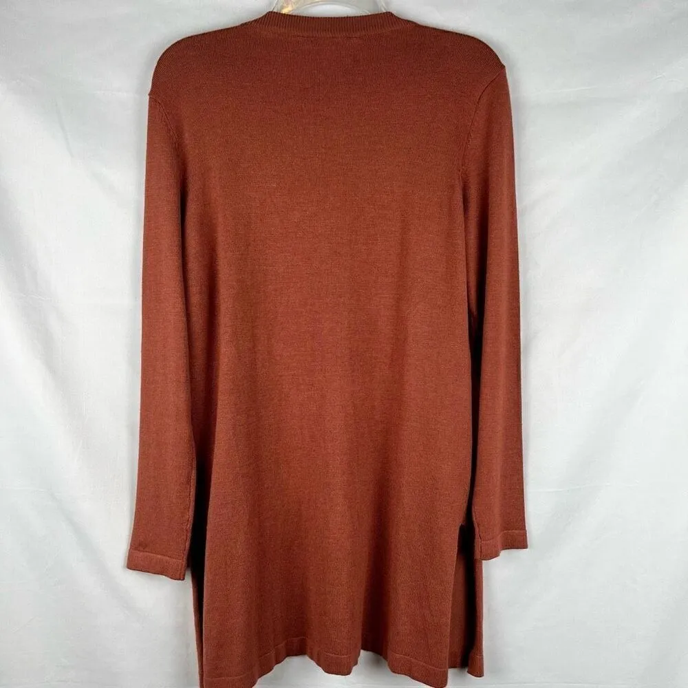 NWT Carreli Brown Open Front Long Sleeve Cardigan Medium - Image 3