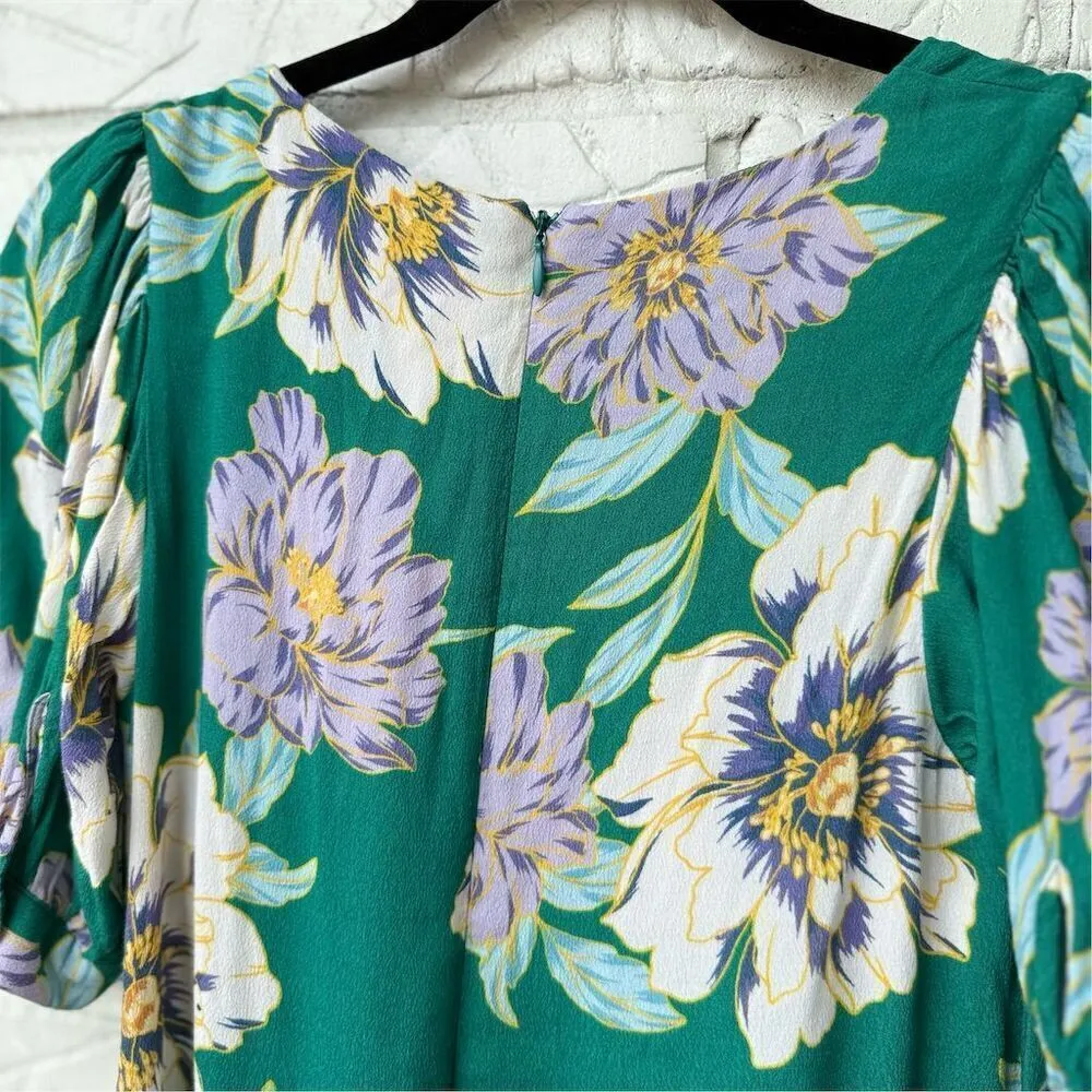 Yumi Kim Women's XS Green Floral V-Neck Dress Casual - Image 6