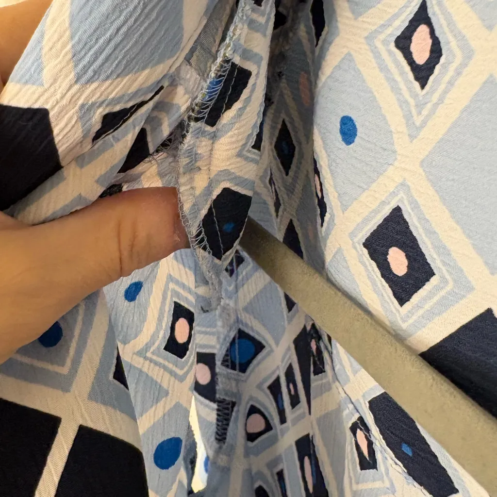 Vintage Donnkenny Geometric Print Button Up Top 90s Mod Retro Petite Small Blue Size undefined - Image 7