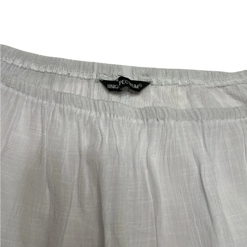 Unique Spectrum White Crochet Hem Blouse - Image 5