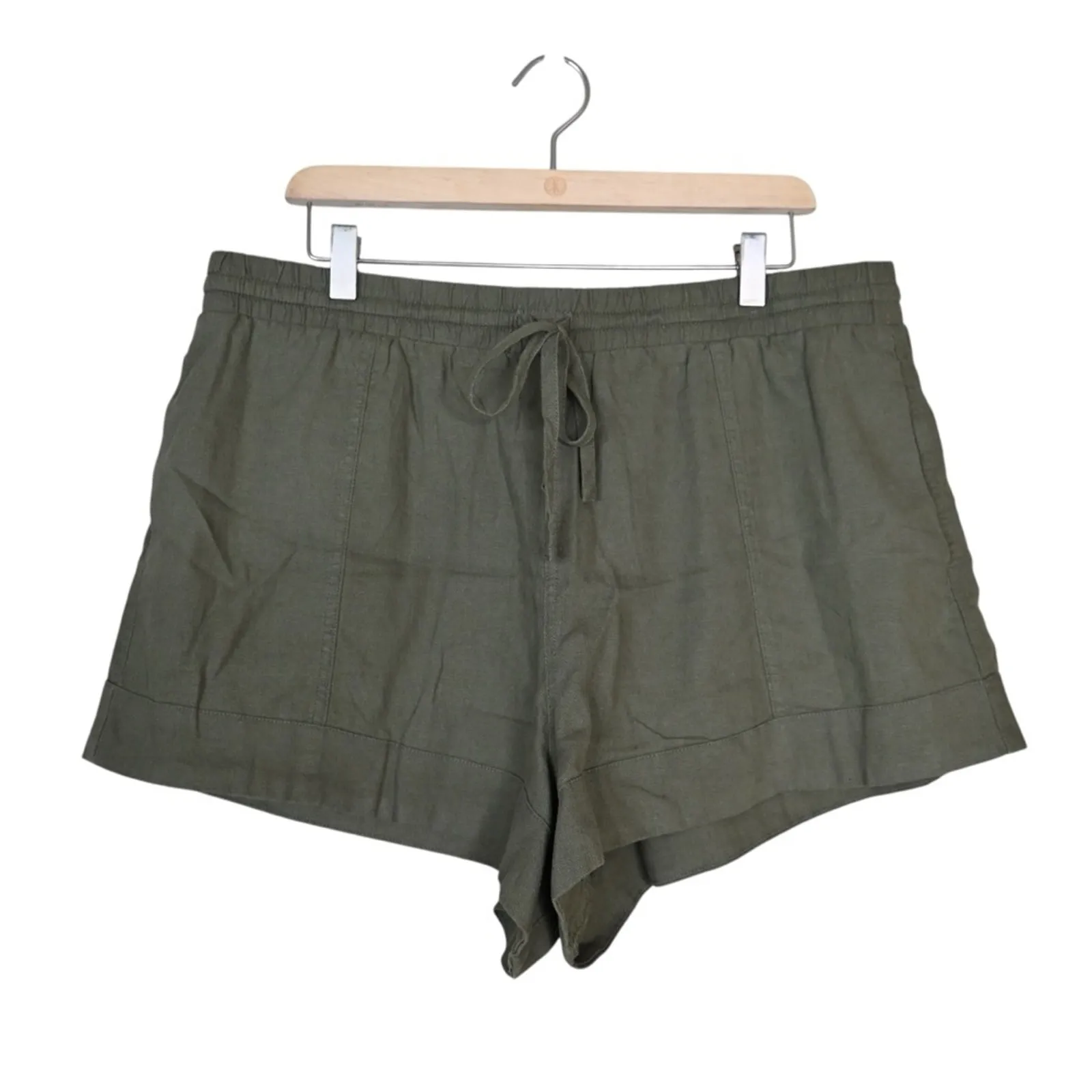 Universal Thread Women's L Green Linen Blend Drawstring Casual Shorts - Image 2