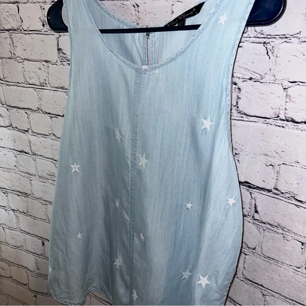 Velvet Heart‎ Chambray Embroidered Star Sleeveless Top Size Large - Image 3