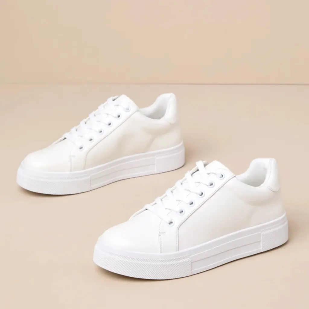 NEW! Lulus Sneakers Classic White Sneakers for Women size 11 - Image 2