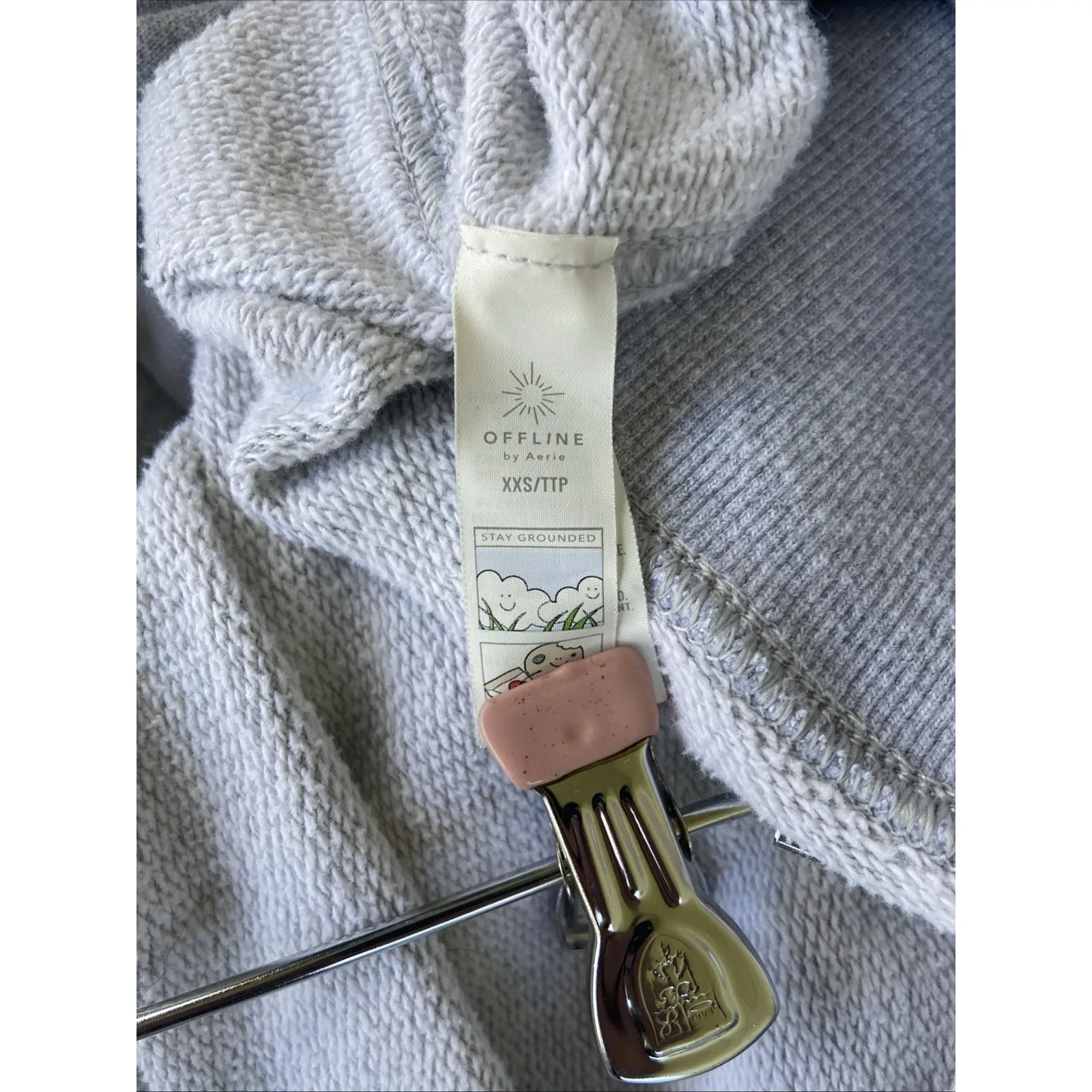 Offline Aerie Heathered Gray Full Zip Hooded‎ Sweatshirt Activewear Womens XXS - Image 9