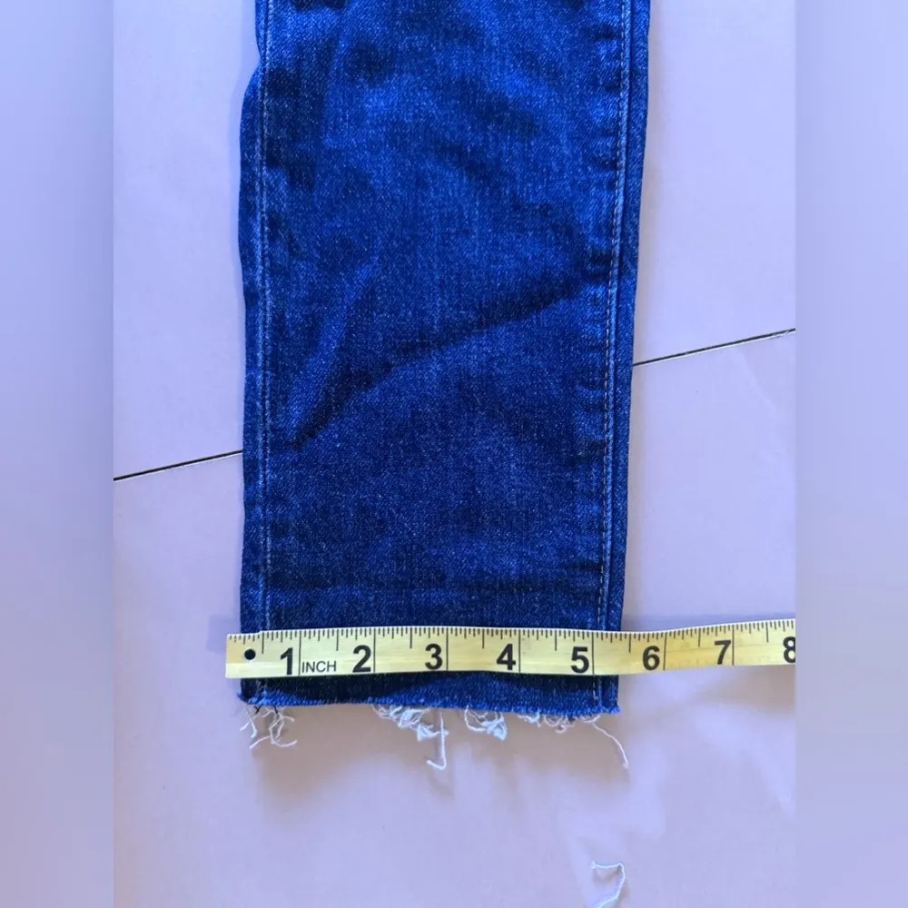 Pistola baggy jeans, dark denim, distressed high waist zip bottom size 23 - Image 13