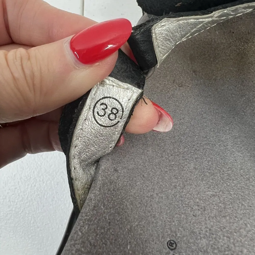 Alegria Sz 38 8 8.5 Sandals Hul-101 Black Leather Flower Concho Women’s Comfort - Image 2