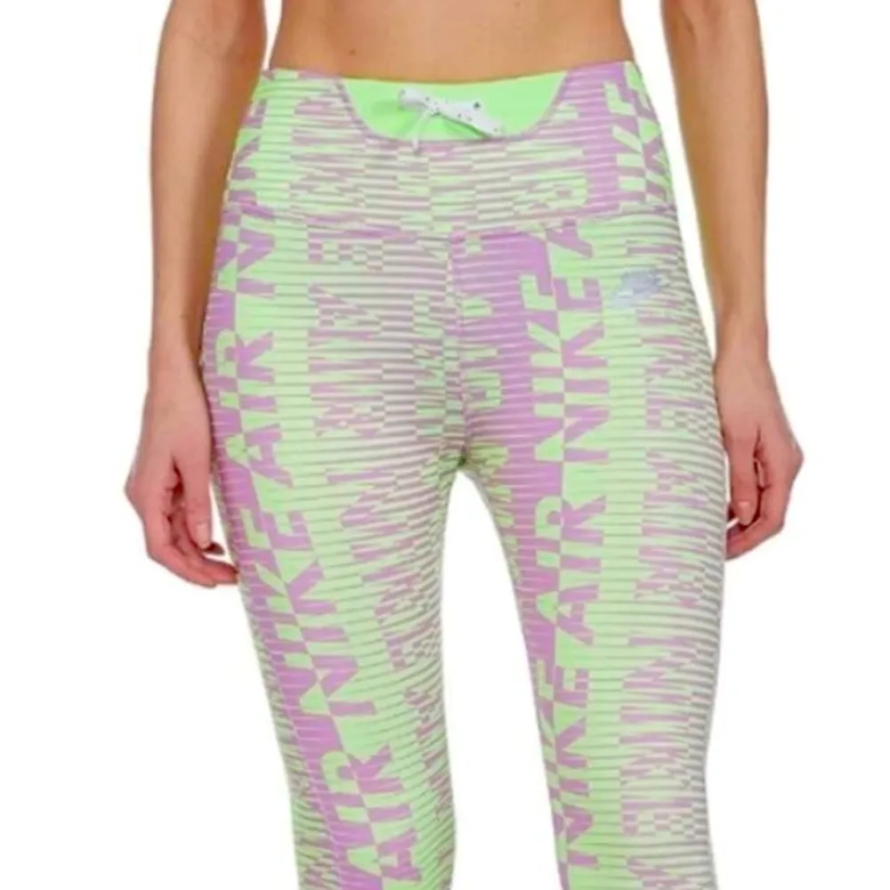 NIKE AIR Fast Dri-Fit Running Tight 7/8 Leggings High Rise Green Purple Small - Image 3