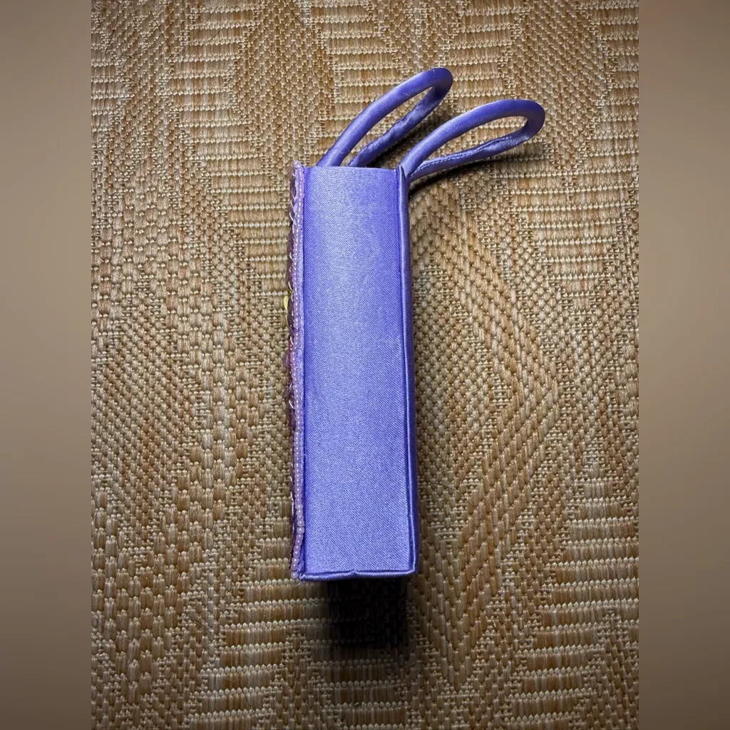 Vintage Purple Clutch,Mini Bag Embroidered Embroidery Floral Sequins - Image 2