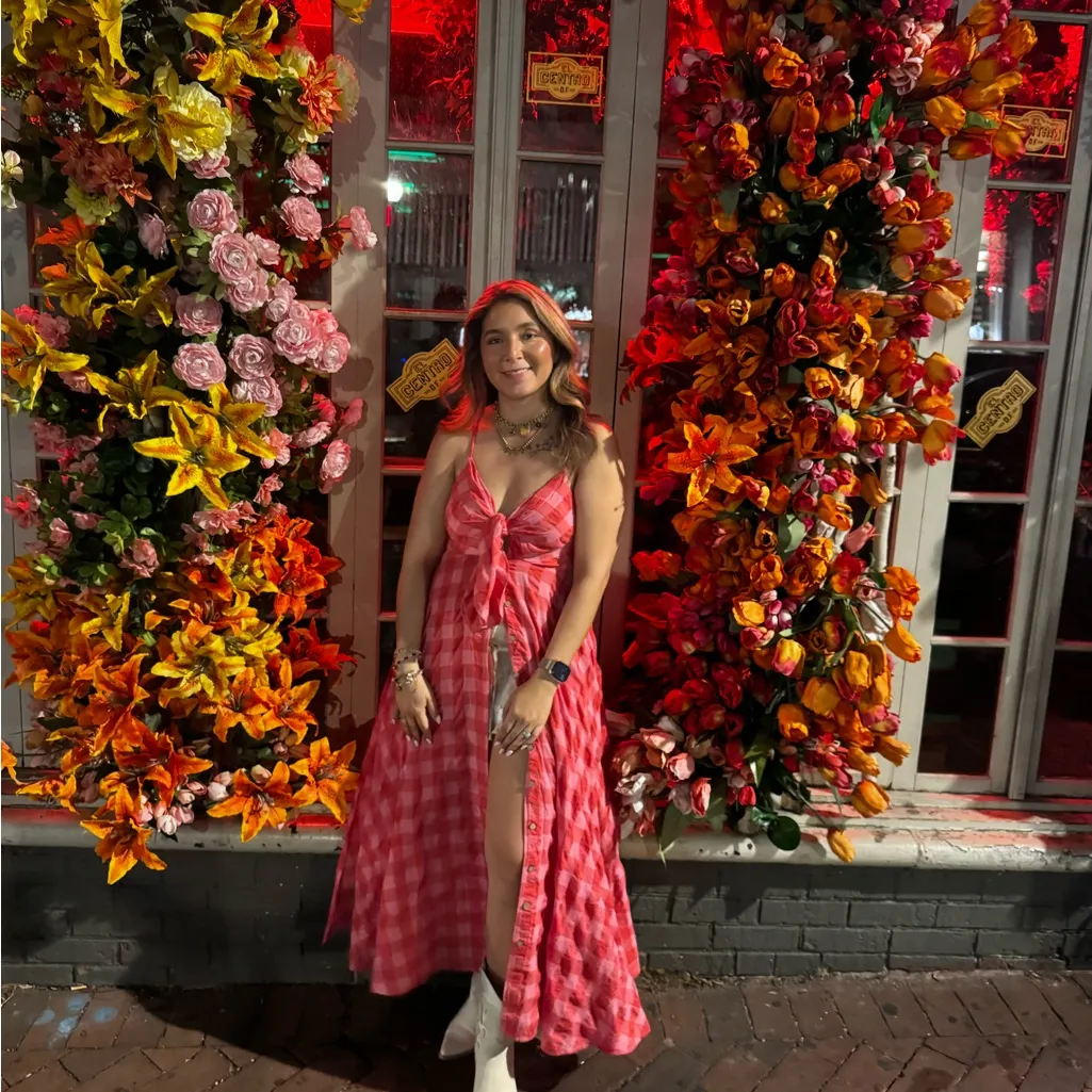 Free People  Red Checkered Maxi Dress - Image 6