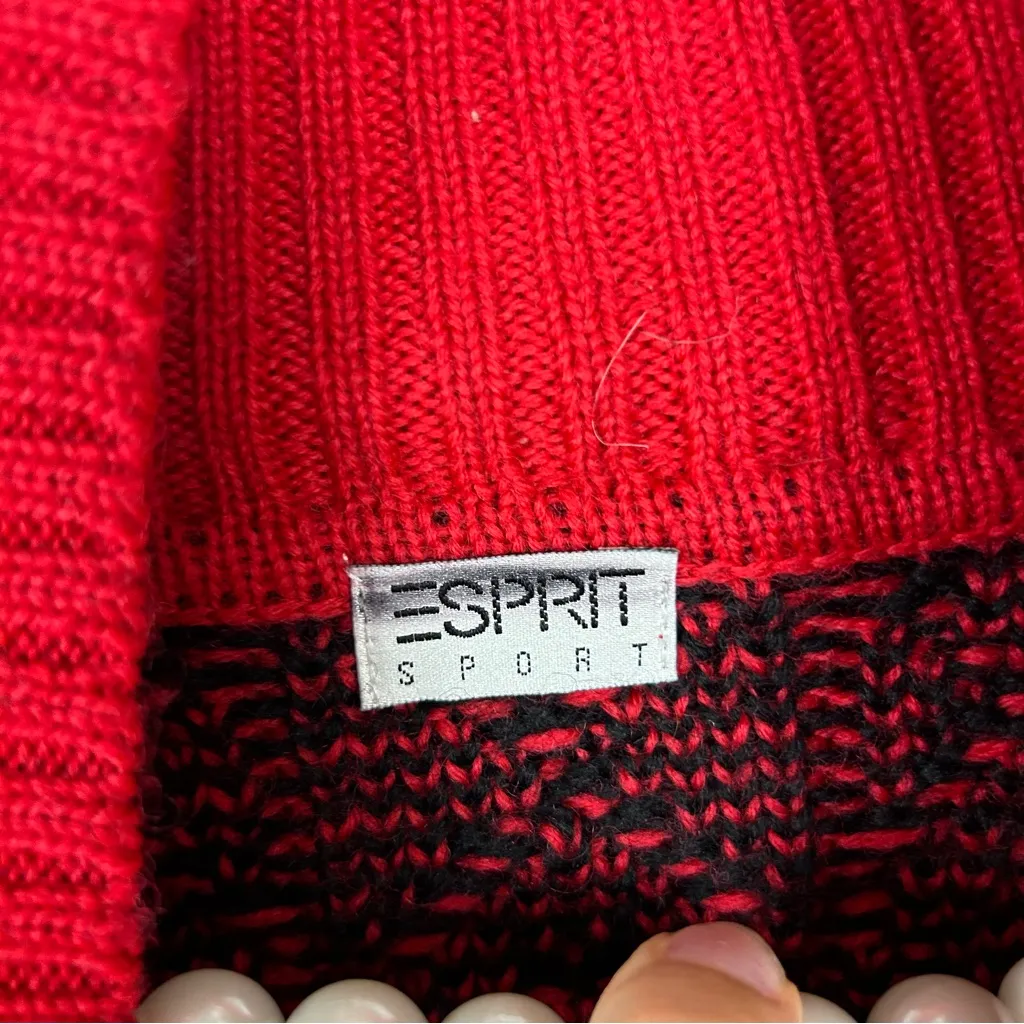 Vintage Esprit Sport Red Patterned Chunky Thick Wool Knit Sweater Size L Size L - Image 7