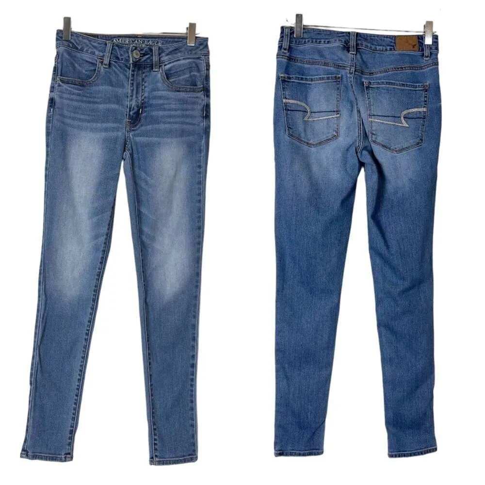 American Eagle Jeans Hi-Rise Jeggings Super Stretch Ankle Medium Wash AEO Size 4 - Image 6