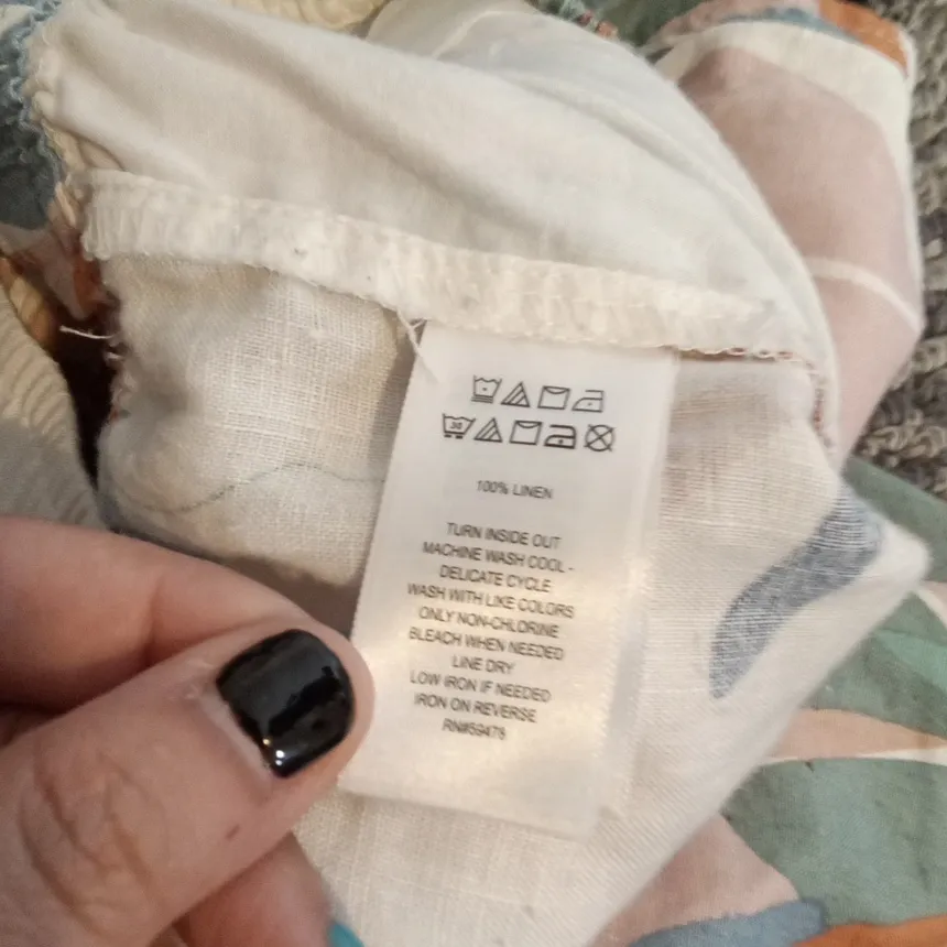 Cynthia Rowley 100% Linen Wide Leg Cropped Tropical Leaf Print Pants Sz Large - Image 5