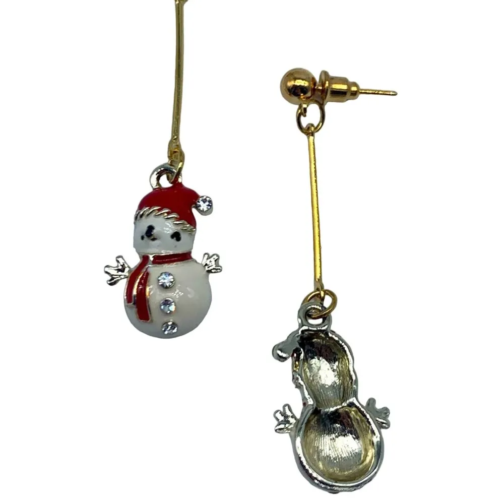 New Christmas dangling red&white snowman earrings White - Image 8