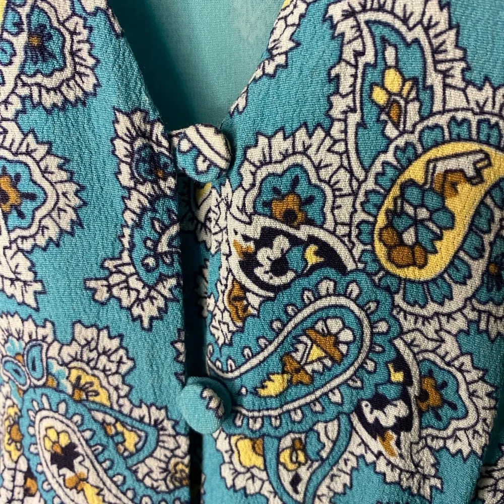 J. Crew ReImagined Long Floral Bohemian Button Dress Size 6. Teal Multic… - Image 3