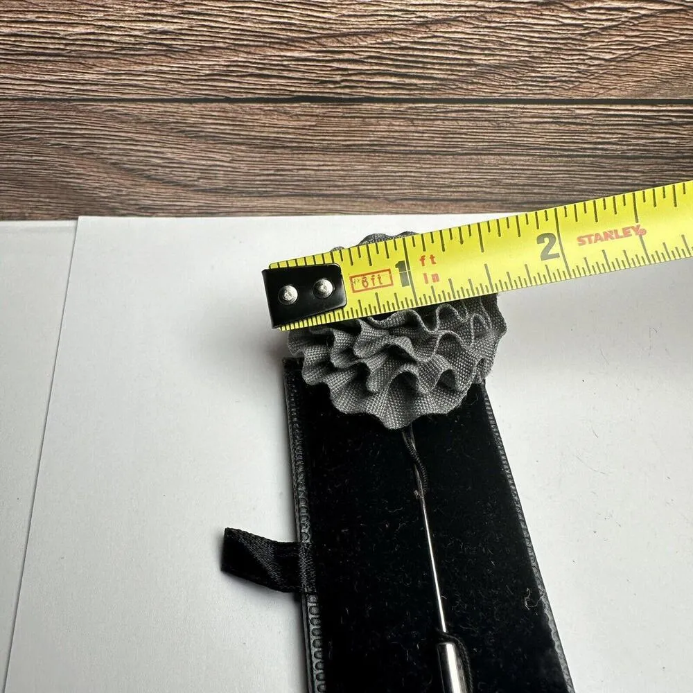 Vesuvio Napoli Italy Grey Cloth Flower Brooch Lapel Stick Pin NWOT Silver - Image 7