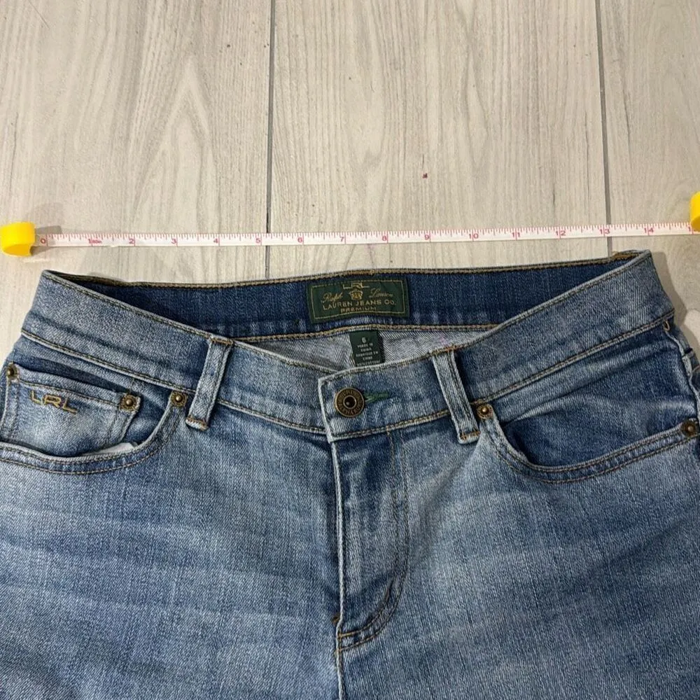 Lauren Ralph lauren cotton jeans size 6   Unique green trim design - Image 3