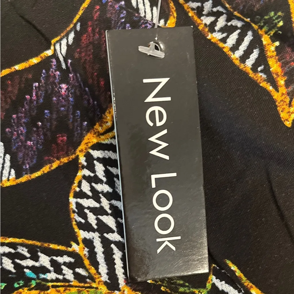 NWT New Look Black Abstract Botanical Print Elastic Waist Comfort Pants 3X - Image 7