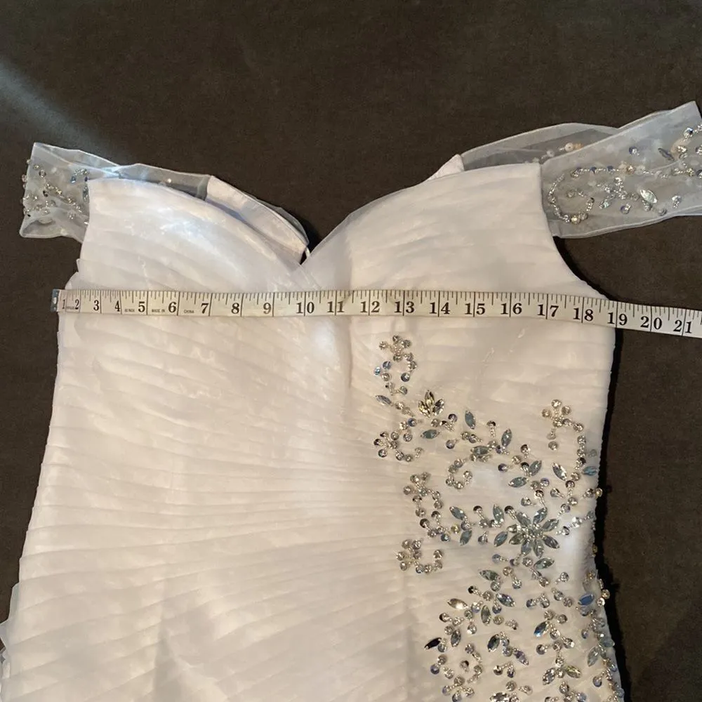 Women’s Wedding Dress with Side Design Ruffles & Corset Back Size L NWOT White Size L - Image 11