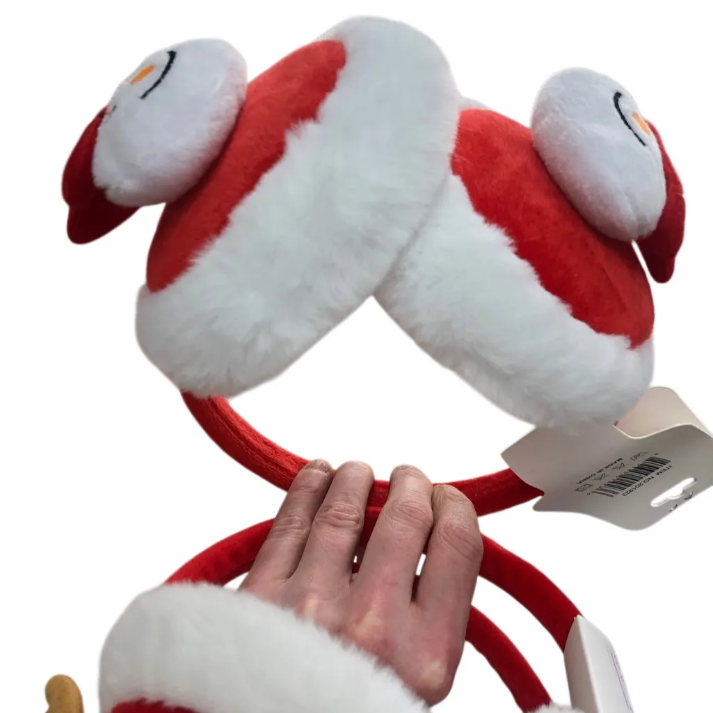 🎄Festive Christmas Red and White Plush Santa,dear or snowman earmuffs - Image 2