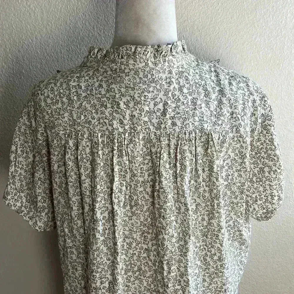 Current/Elliott CURRENT\ELLIOT SUBTLE‎ FLOWER PATTERN TOP IN BEIGE SIZE SMALL - Image 6