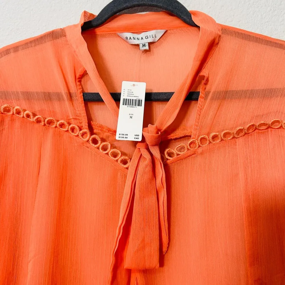 Anthropologie Wheatley Coral Peach Peasant Boho Top Ranna Gill Rare NWT Sz Med - Image 16