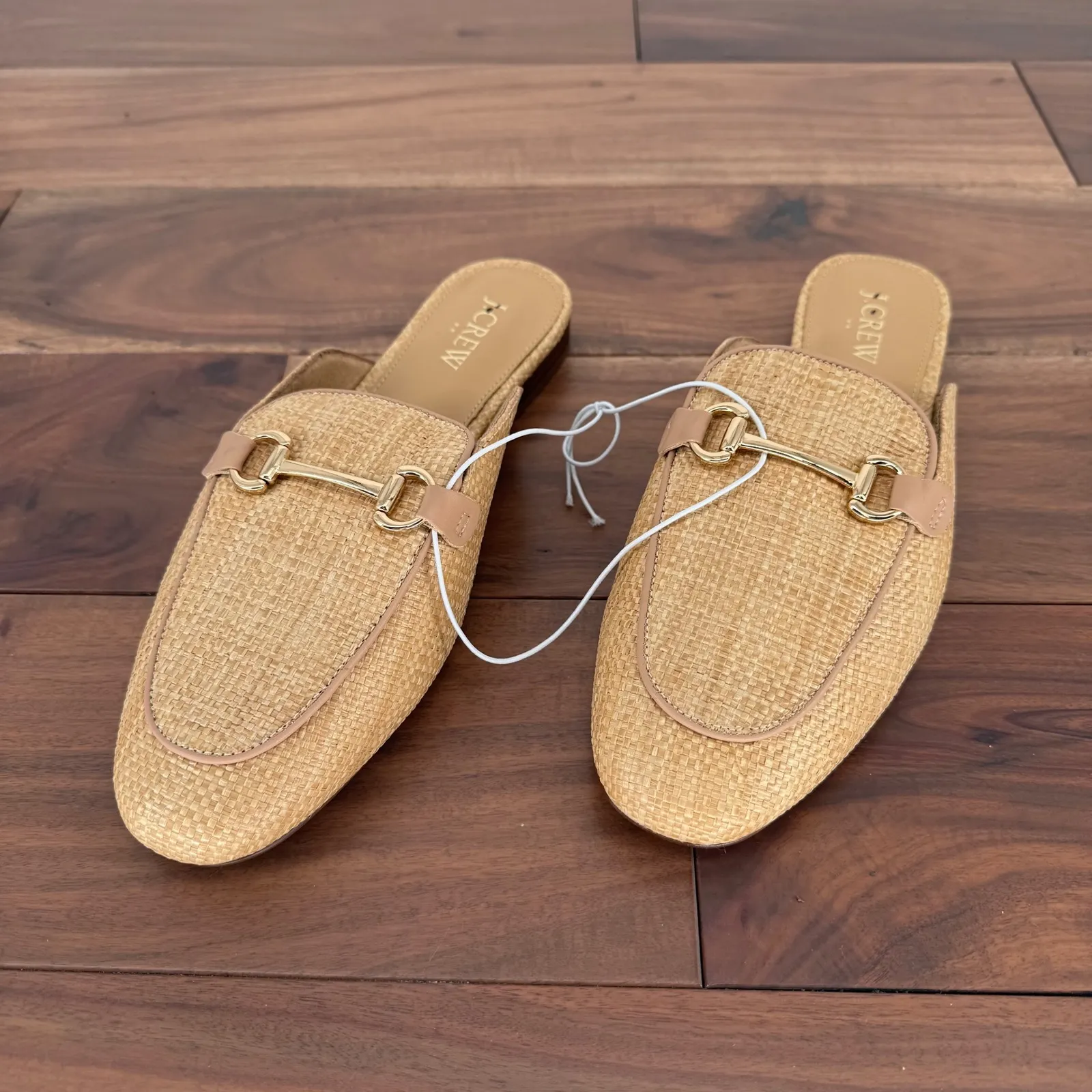 J. Crew Women Beige Straw Espadrille Mule Flats Shoes Size 8 - Image 2