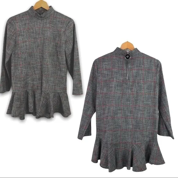 Zara Woman - Plaid Mock Neck Relaxed Top - Image 2