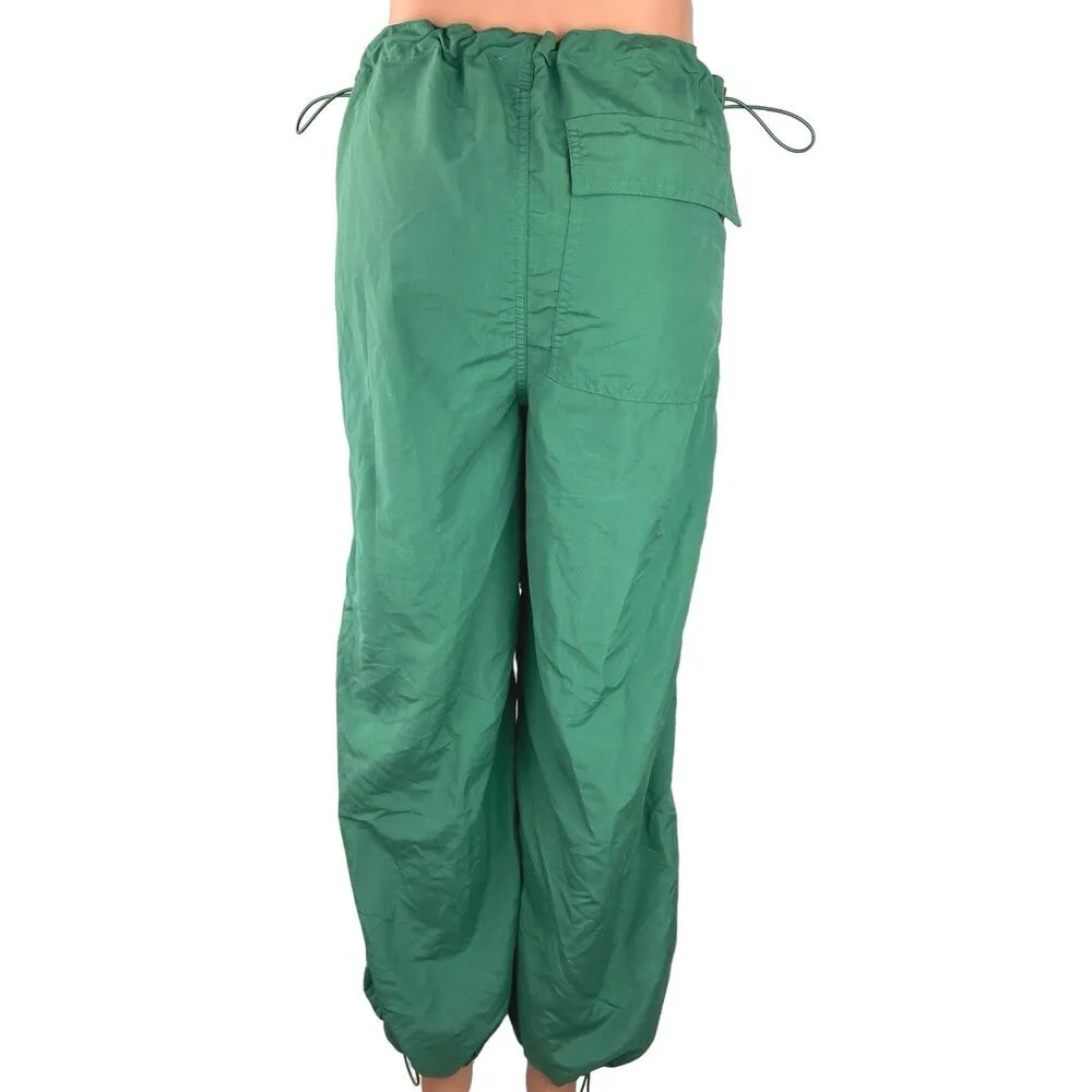 Super Massive Women Green Windbreaker Baggy Parachute Drawstring Trouser Pants M Size M - Image 3