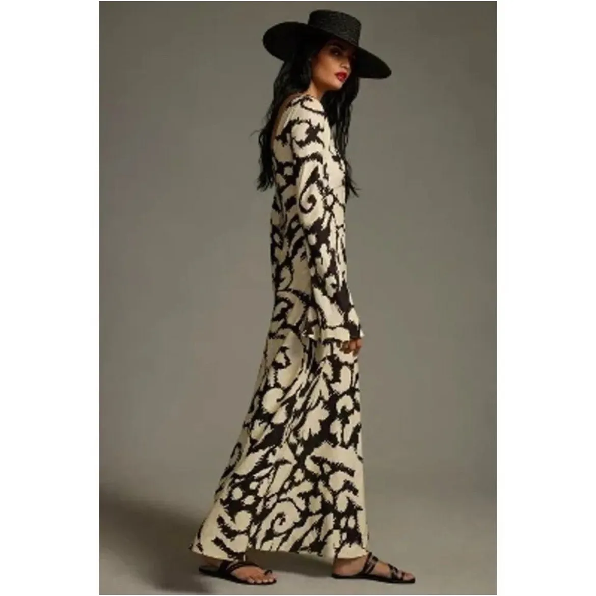Anthropologie x‎ The Wolf Gang Santa Elena Maxi XXL Slim Bell Sleeve Dress Linen - Image 5