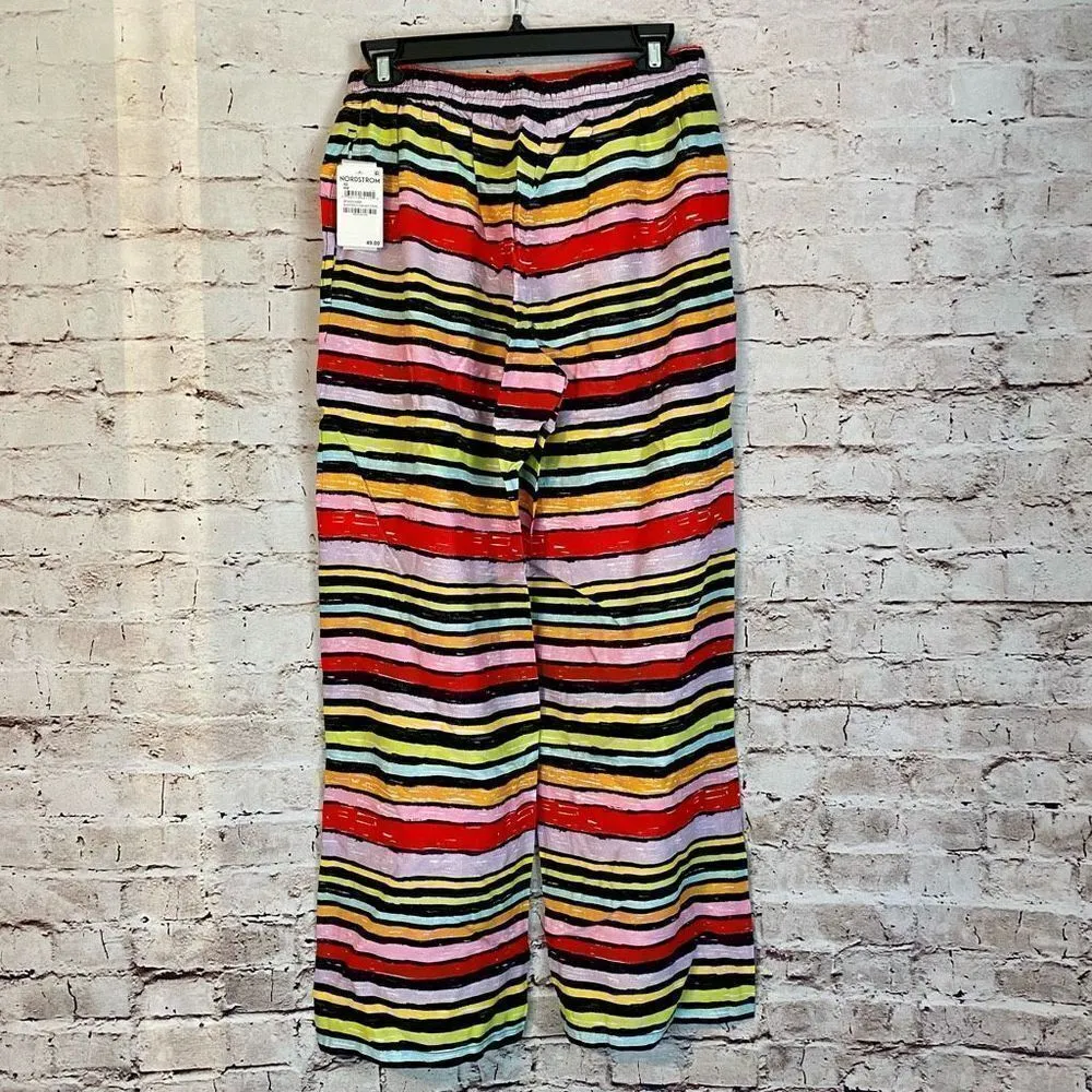 BP Womens Multicolor Chalk Pocket Striped Elastic Waist Wide Leg Lounge Pants XS - Image 4