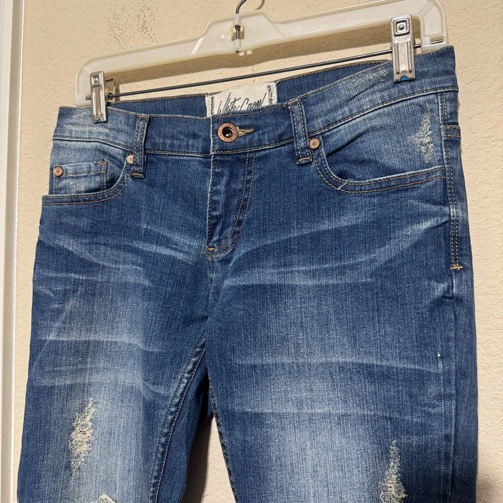 White Crow Jeans Womens 26 Patchwork distressed boho flannel lined grunge - Image 3