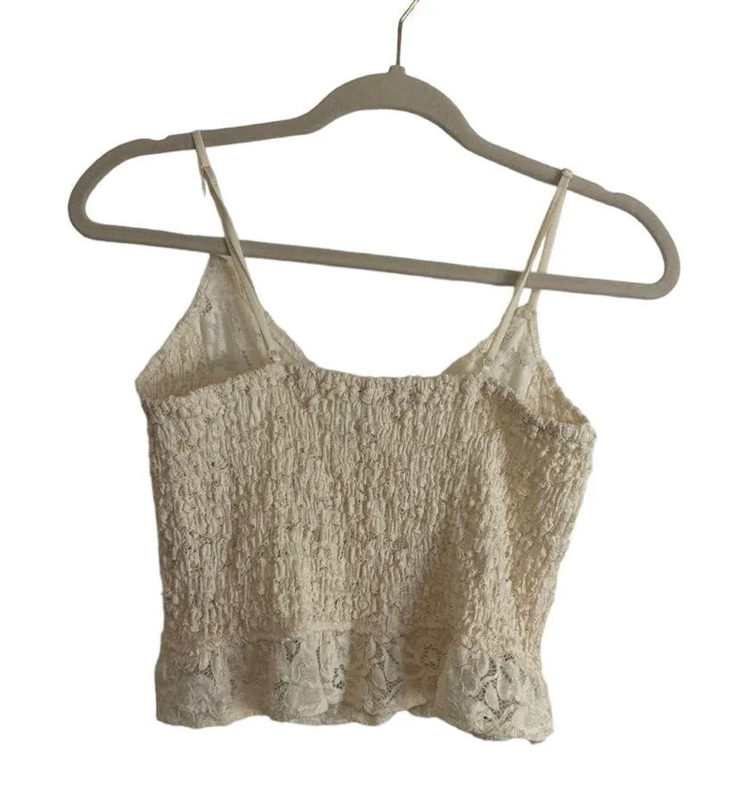 Zara Cream Lace See Through Crop Tank Size Large - Image 5