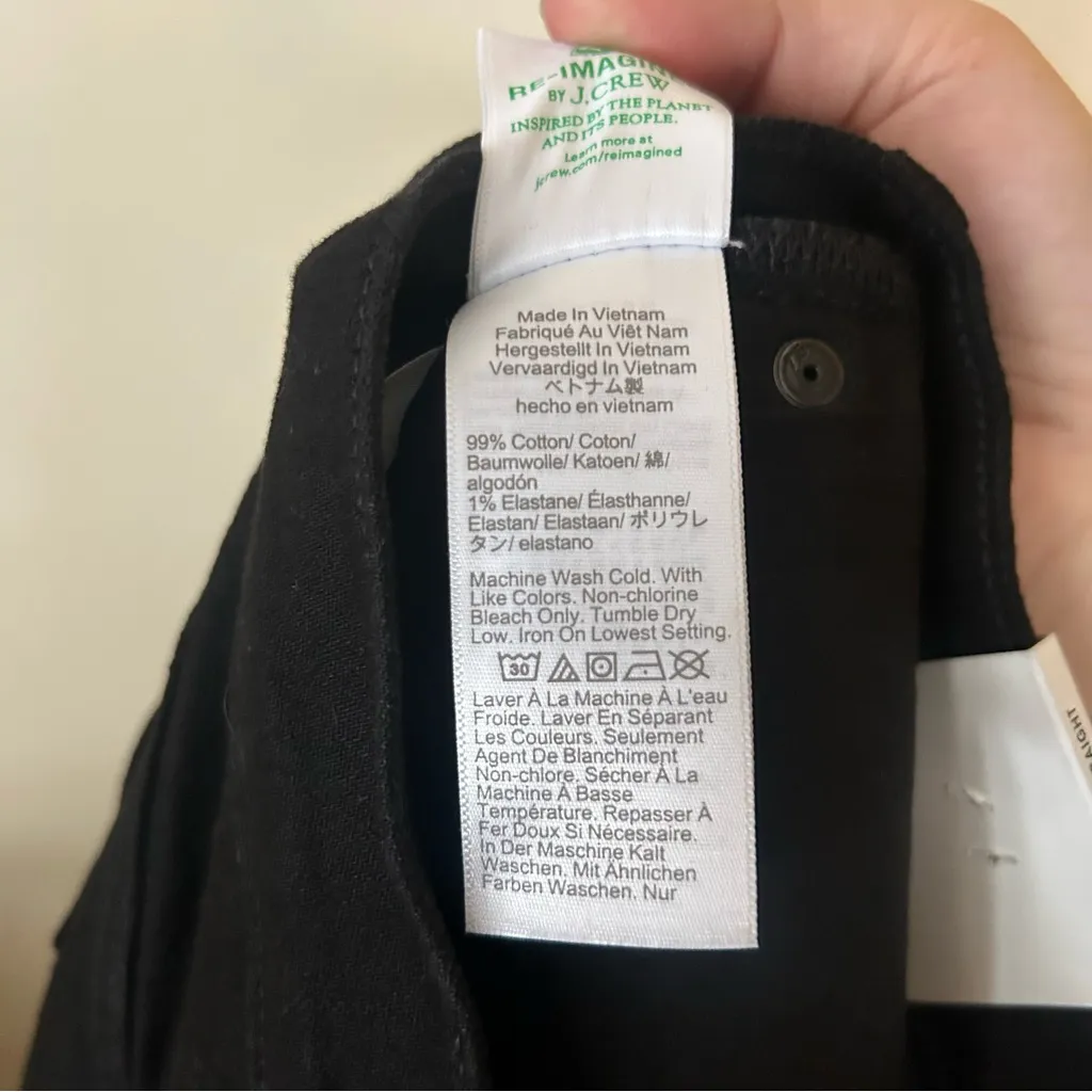 J. Crew Nipped Straight Jeans High Rise Semi-Stretch Black Denim NWT $158 Sz 31 - Image 5