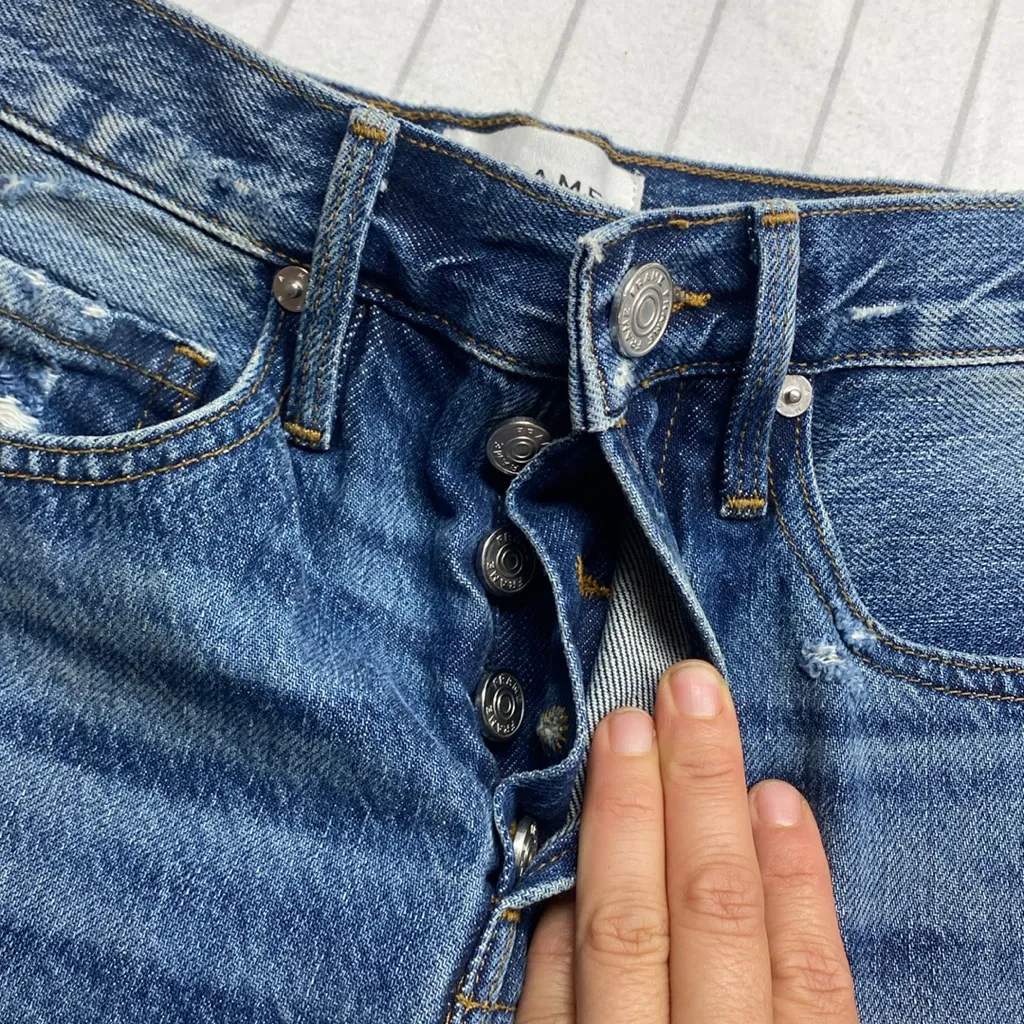 Frame Blue High Rise Distressed Denim Cutoff Shorts Women’s Size 23 Festival - Image 5