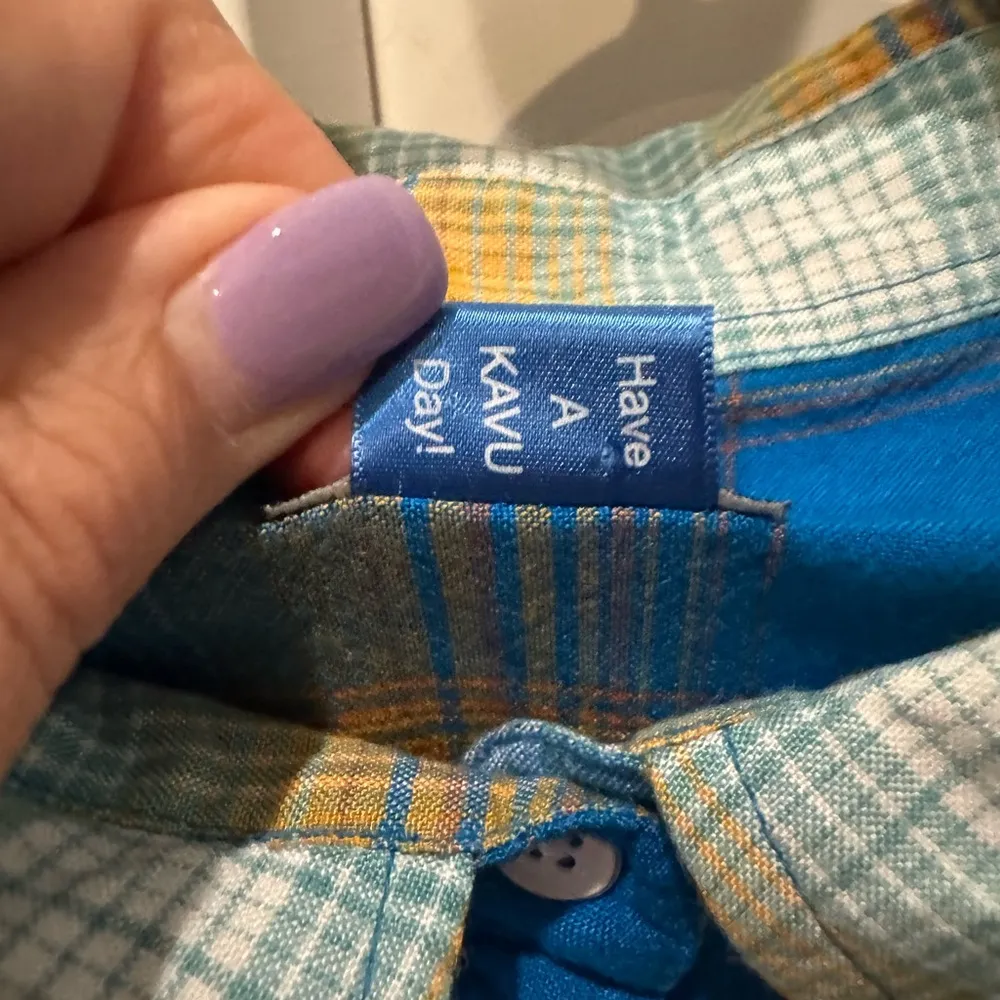 Kavu Women’s Blue and Orange Plaid Sleeveless Shirt Size L Gorpcore Hiking Camp - Image 10