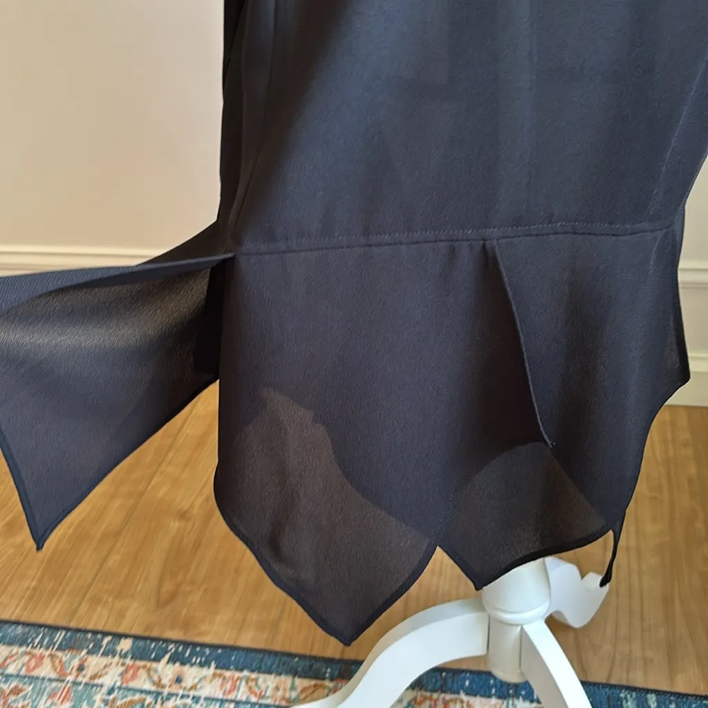 Dark Academia Vintage Chiffon Shirt Dress Witchy Whimsigoth Vampy Dolce Sz Med Black - Image 11