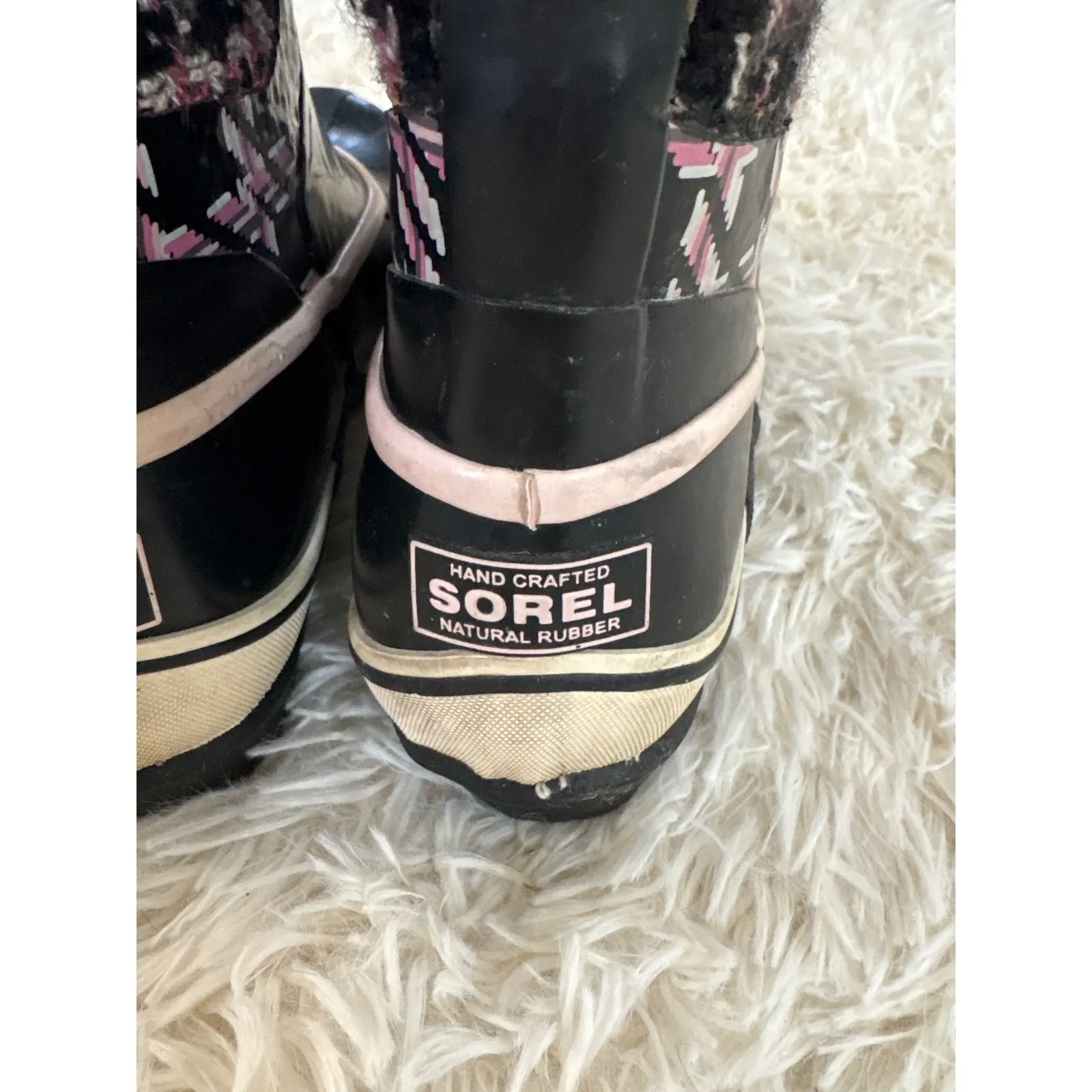 Sorel Joan of Arctic Wedge II Tall Boots‎ Houndstooth Black Pink Womens Size 6 - Image 9