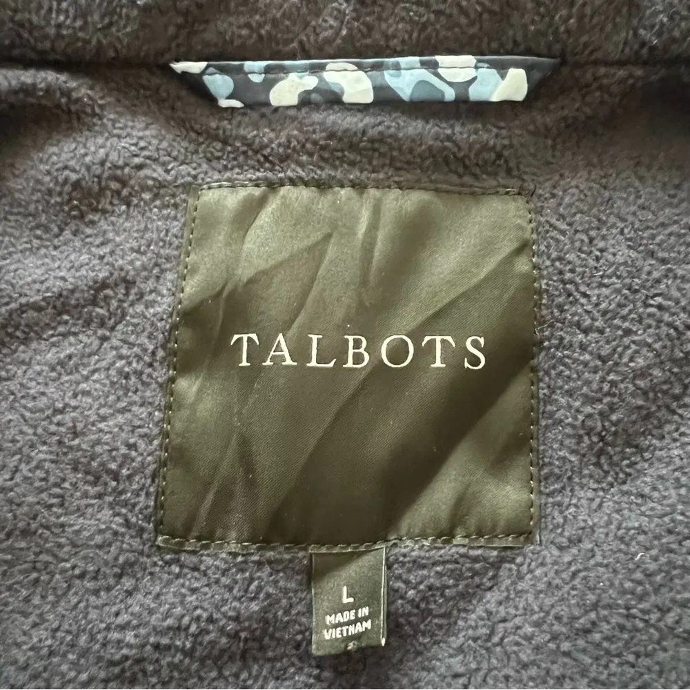 Talbots Blue Abstract Leopard Diamond Quilted Vest sz Large - Image 4