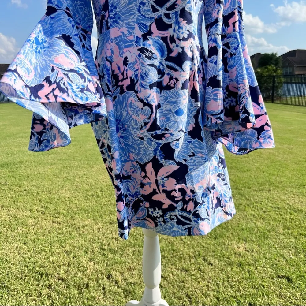 Lilly Pulitzer Kayla  Long Sleeve Dress in Blue and Pink - Image 2