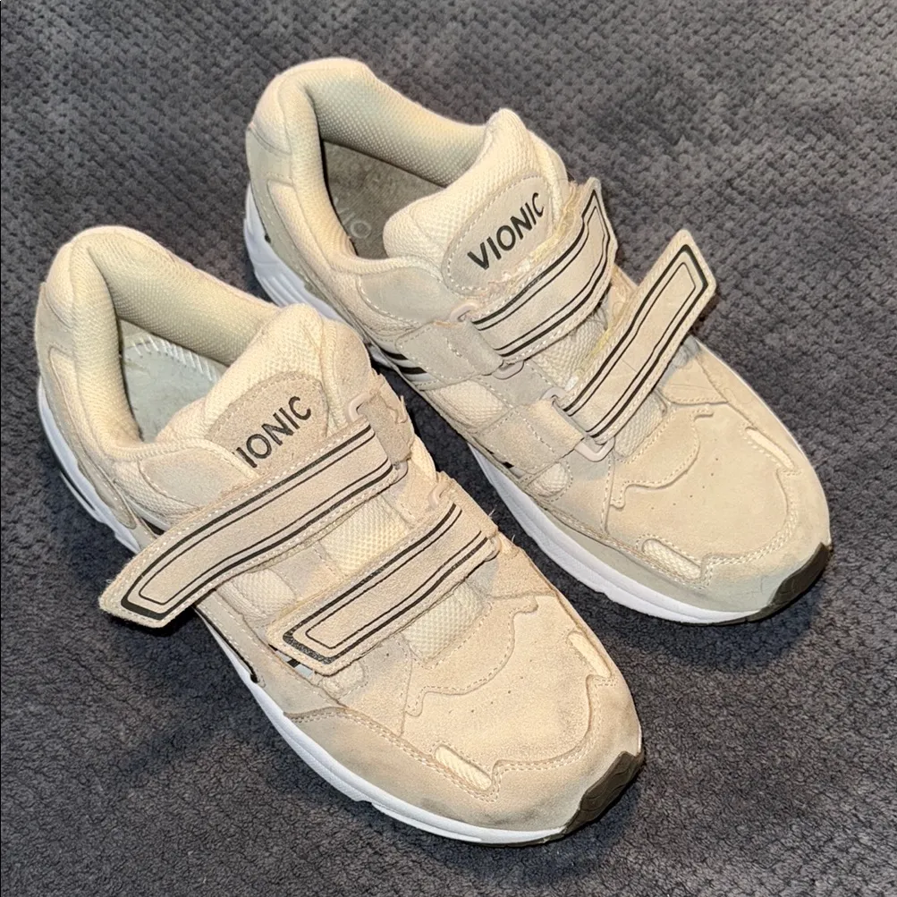 Vionic Tabi Walker Womens Size 9.5 Walking Shoes Sneakers Cream Beige Orthotic - Image 2